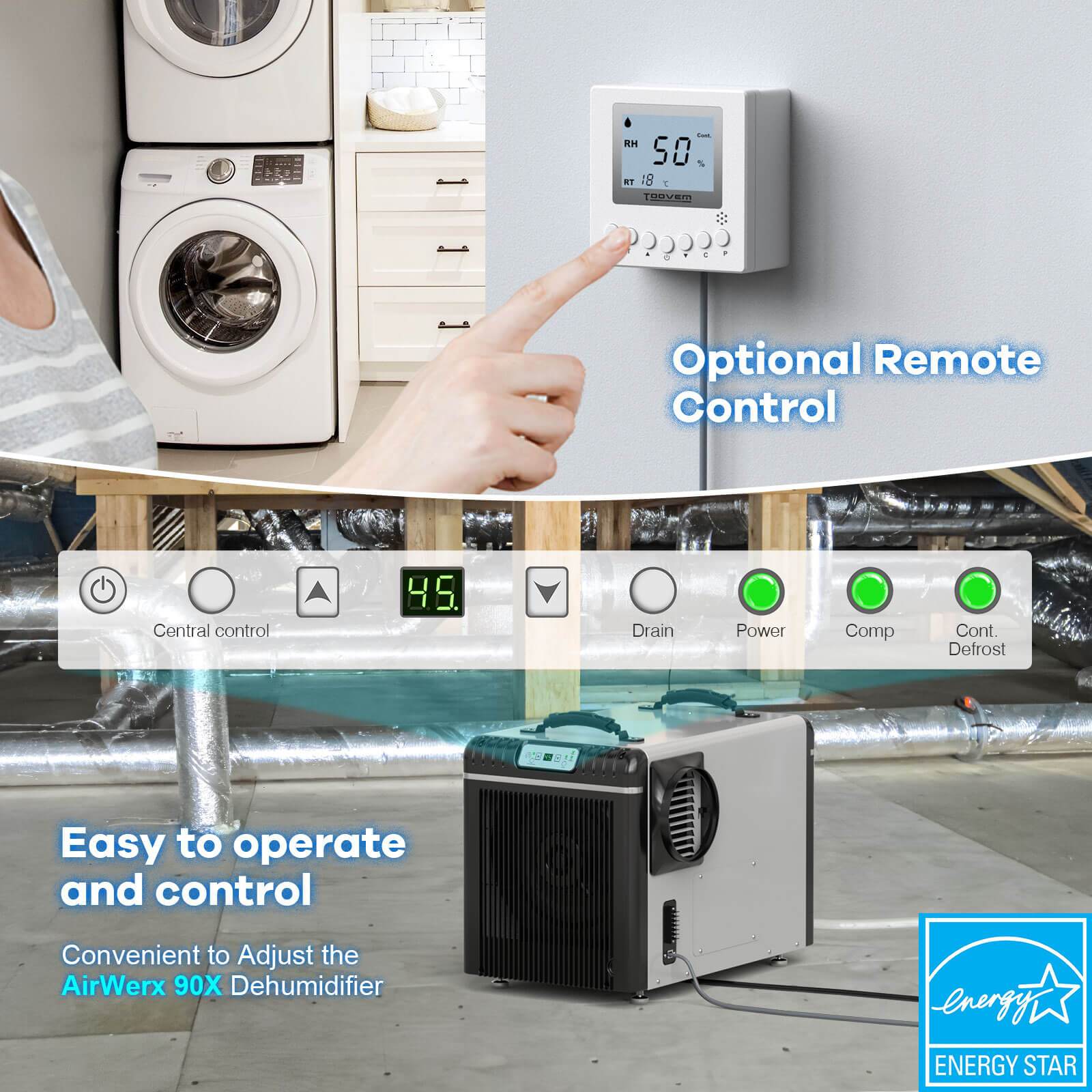 Baseaire conventional dehumidifier for basement