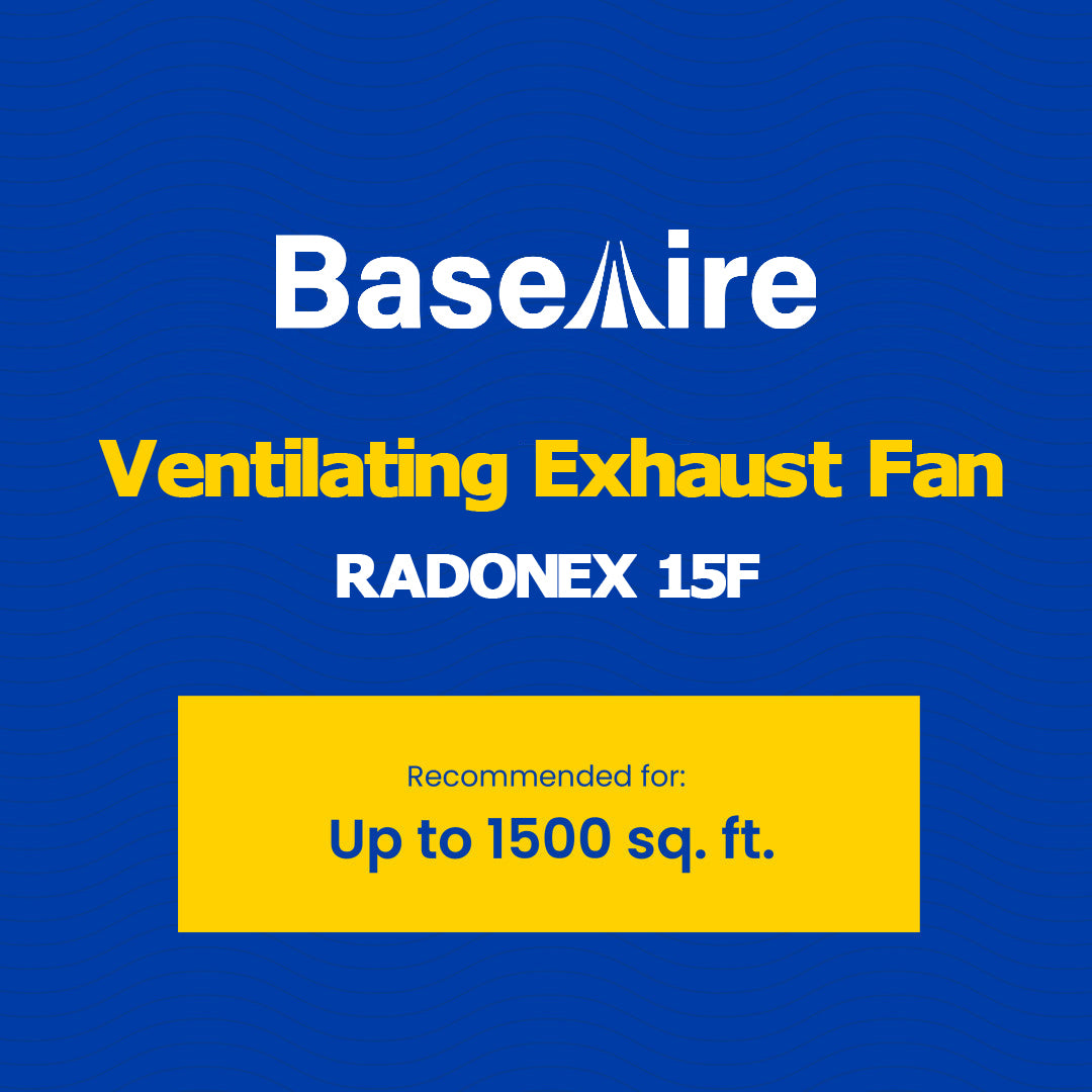 BaseAire RadonEx 15F Quiet Energy Efficient Radon Ventilating Exhaust Fan for Crawlspace or Slab Application