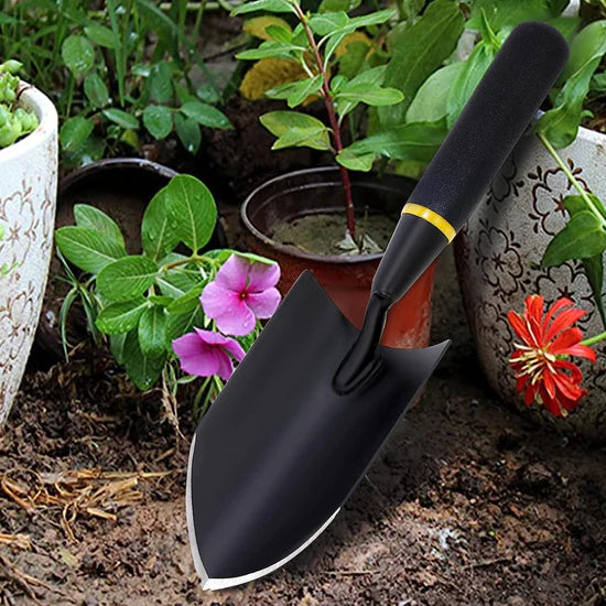 BaseAire Digging Small Shovel, Heavy Duty Small Shovel Digging Tool, Carbon Steel Trowel with Rubberized Handle, Hardworking Farmer's Multi-Purpose Shovel for Digging, Planting and Transplanting