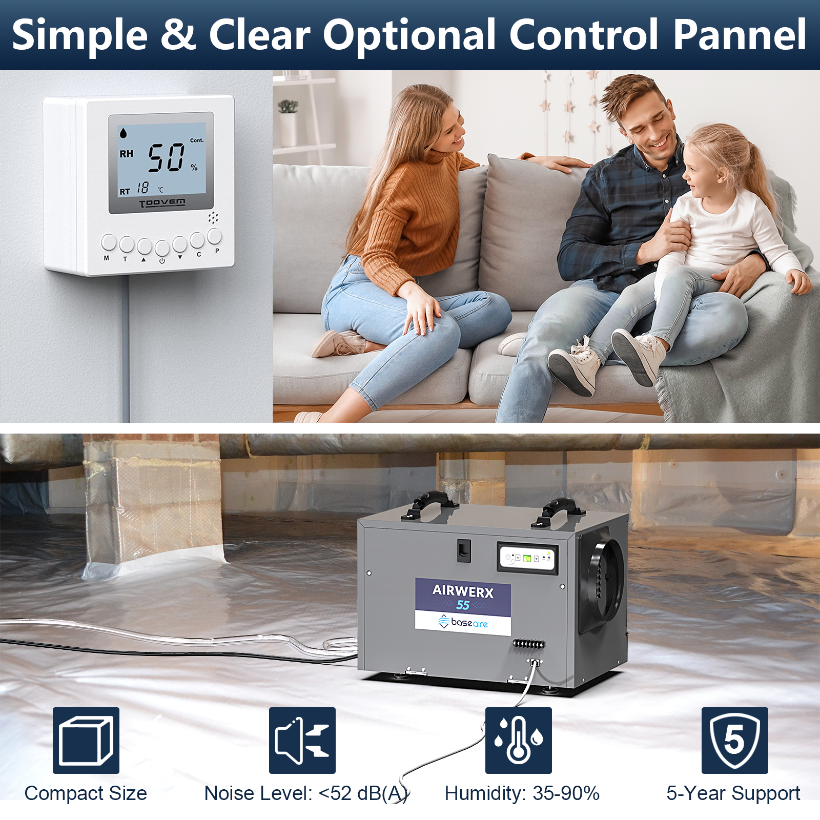 BaseAire 120 Pint Crawl Space Dehumidifier