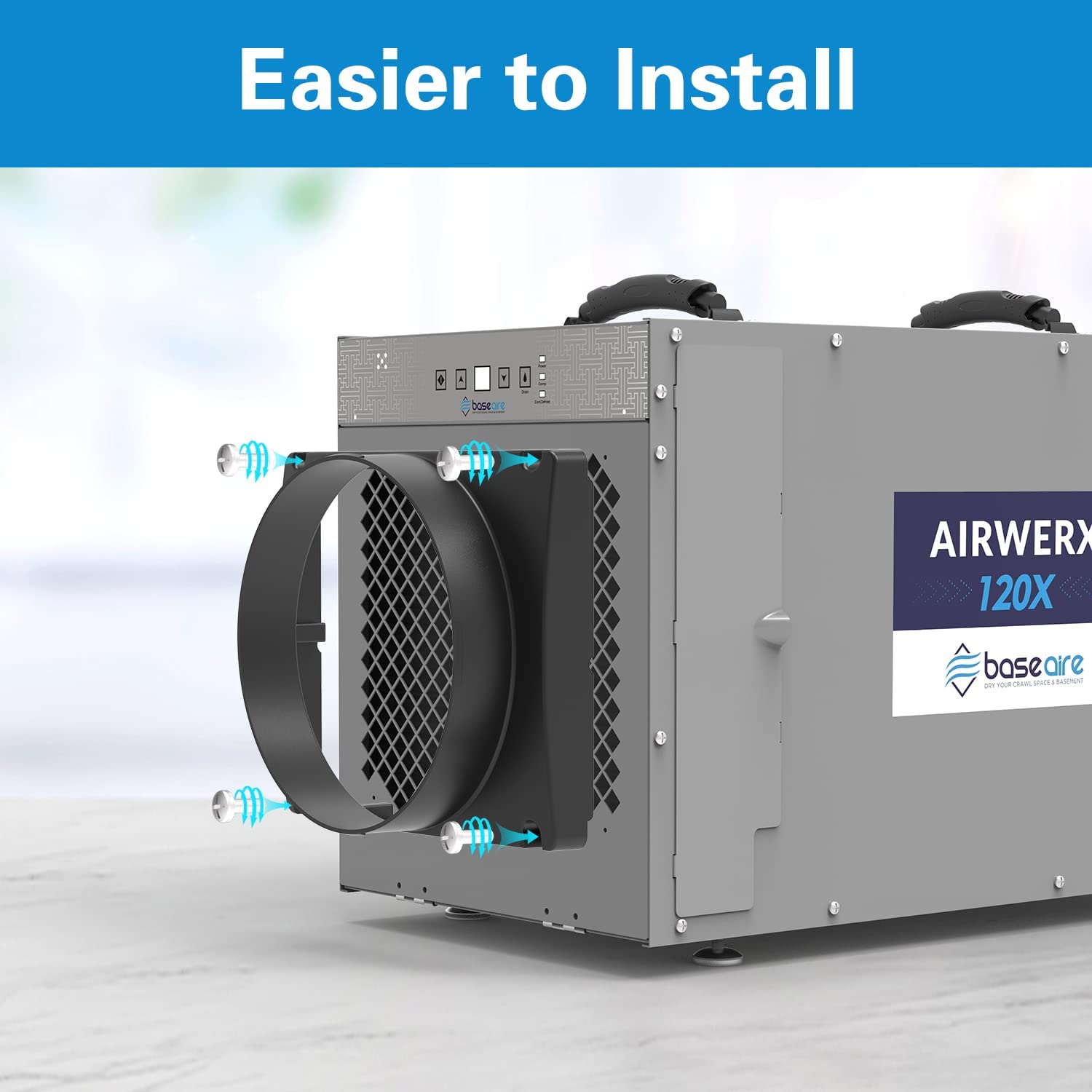 BaseAire Duct Mounting Plate for AirWerx 100X, AirWerx 120X