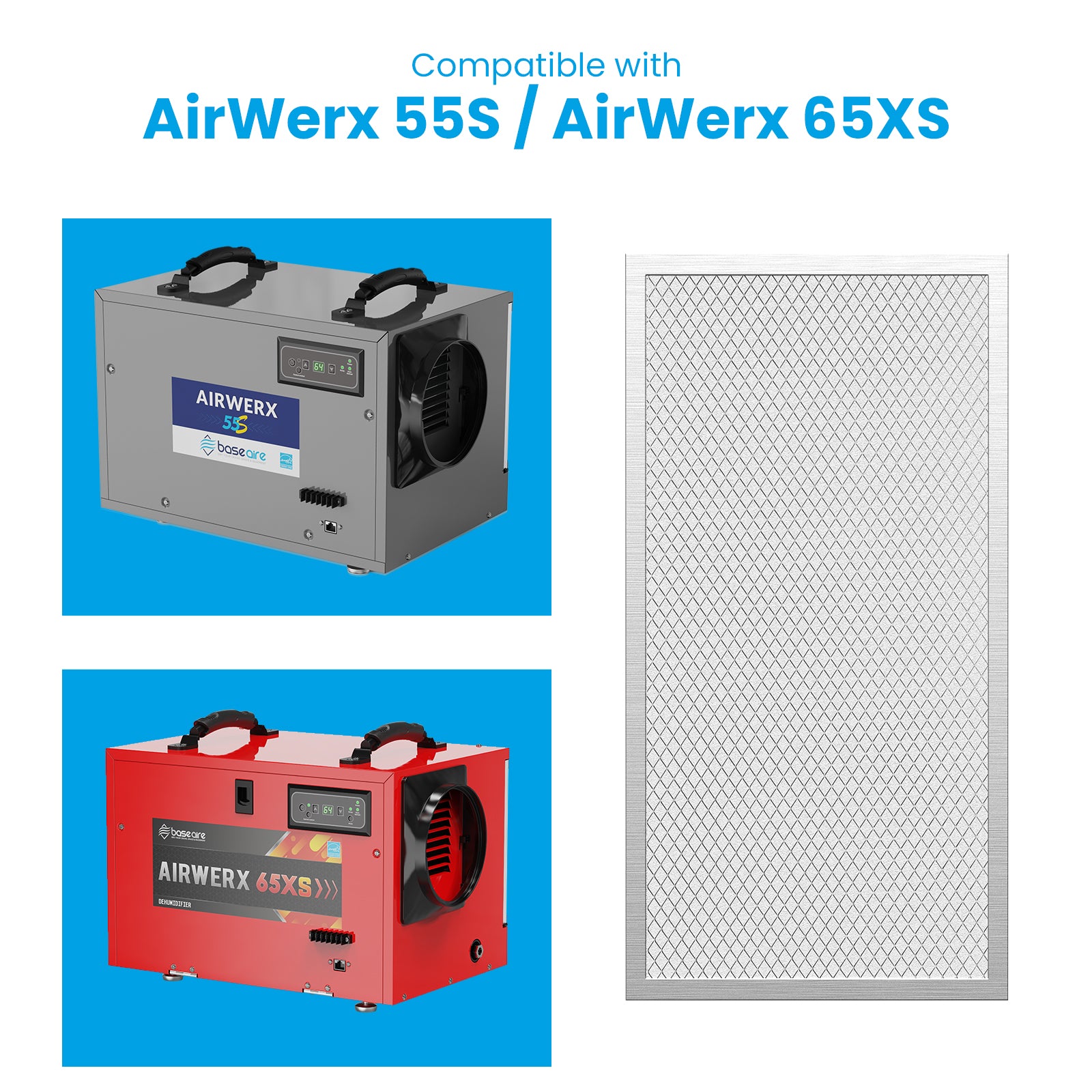 BaseAire 1 Pack Merv-8 Filter for Airwerx55, Airwerx65X