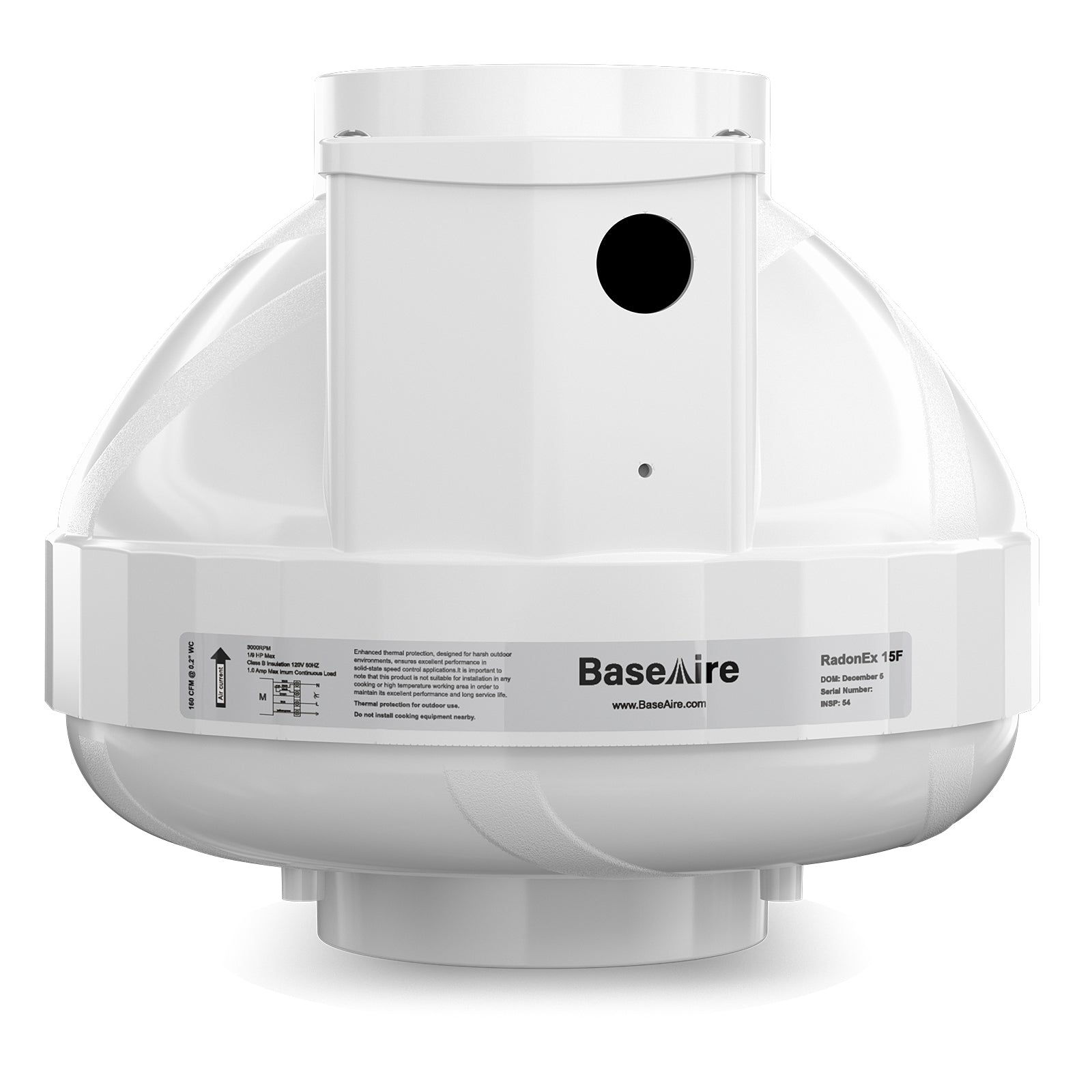 BaseAire® RadonEx 15F Radon Mitigation Fan