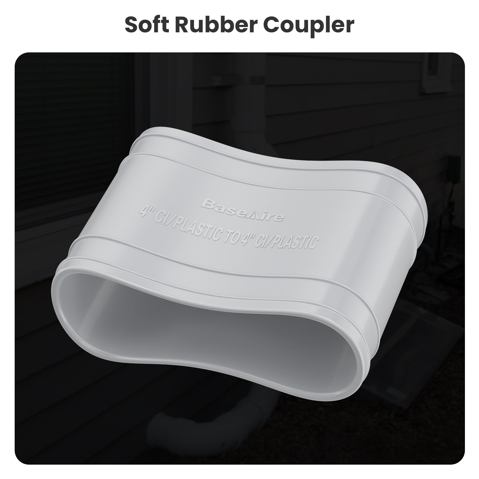 BaseAire 4 to 4 Inch 2 Packs Radon Exhaust Fan Adapter for RadonEx 15F Radon Fan