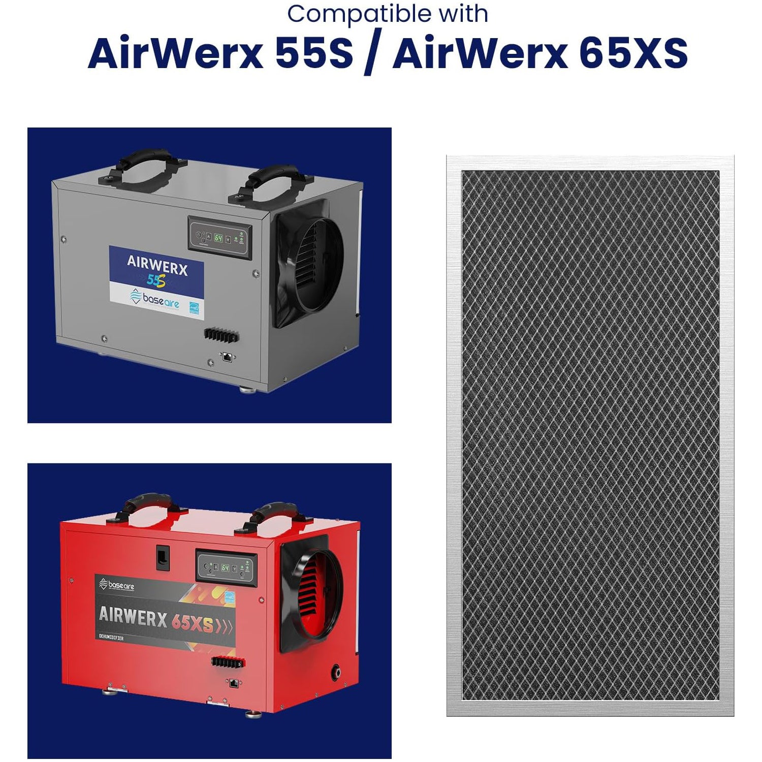 Baseaire 1 Pack MERV-1 for AirWerx 55S/65XS Crawlspace Commercial Dehumidifiers