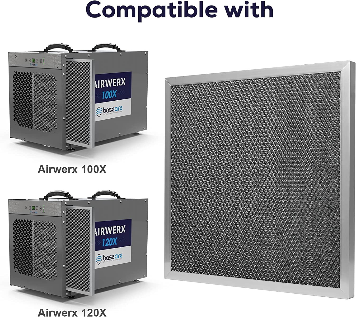 BaseAire 3 Pack MERV-1 Filter for AirWerx100X, AirWerx120X