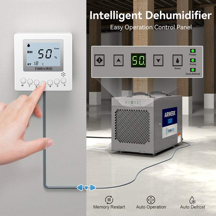 BaseAire 100 PPD Crawl Space Dehumidifier, Crawlspace Dehumidifiers Commercial Dehu for Home and Basements - Crawl Space dehumidifie