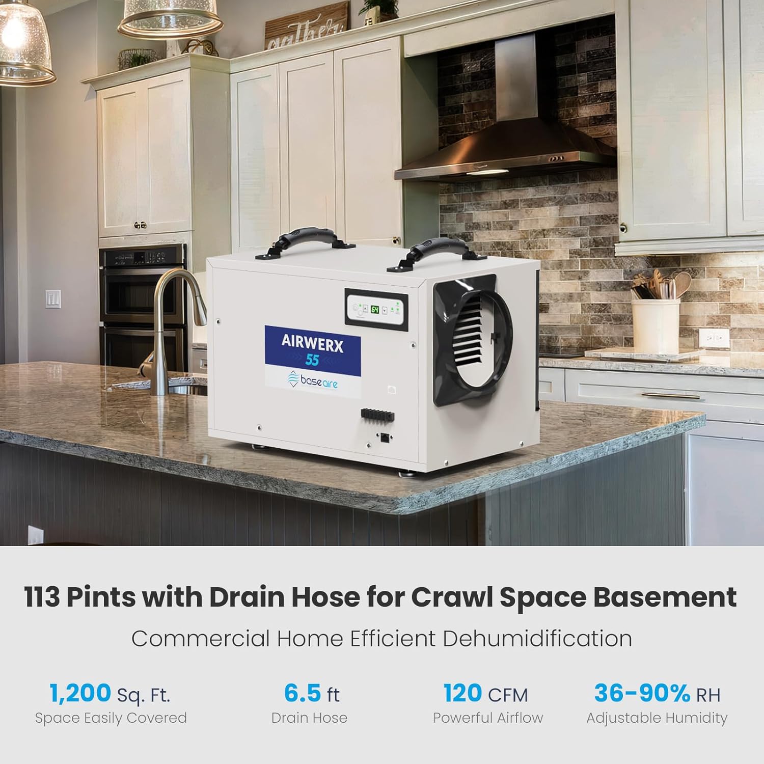 BaseAire 53 Pint Dehumidifier