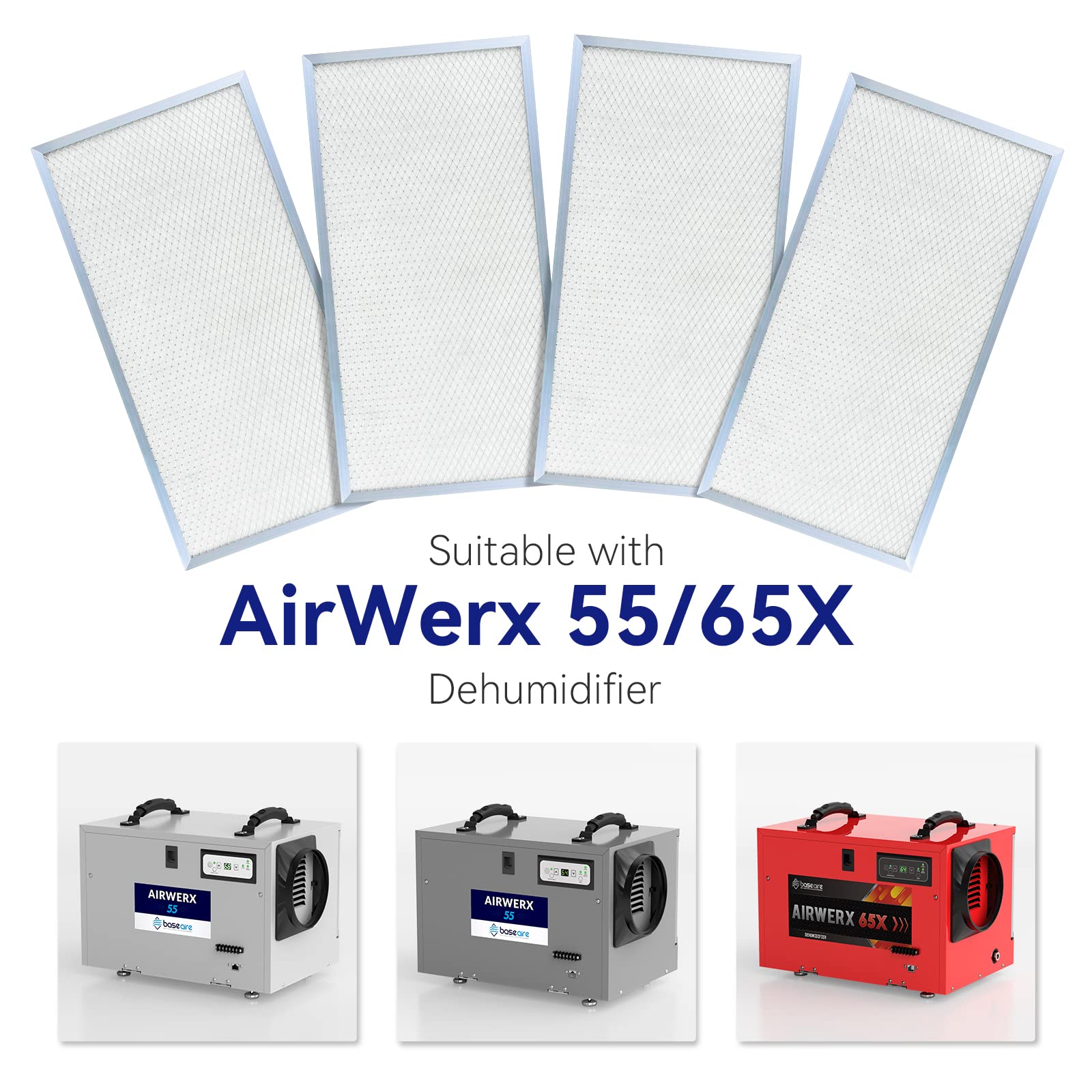 BaseAire MERV-8 Filter Set for AirWerx 55X/AirWerx 65X, 4 Pack