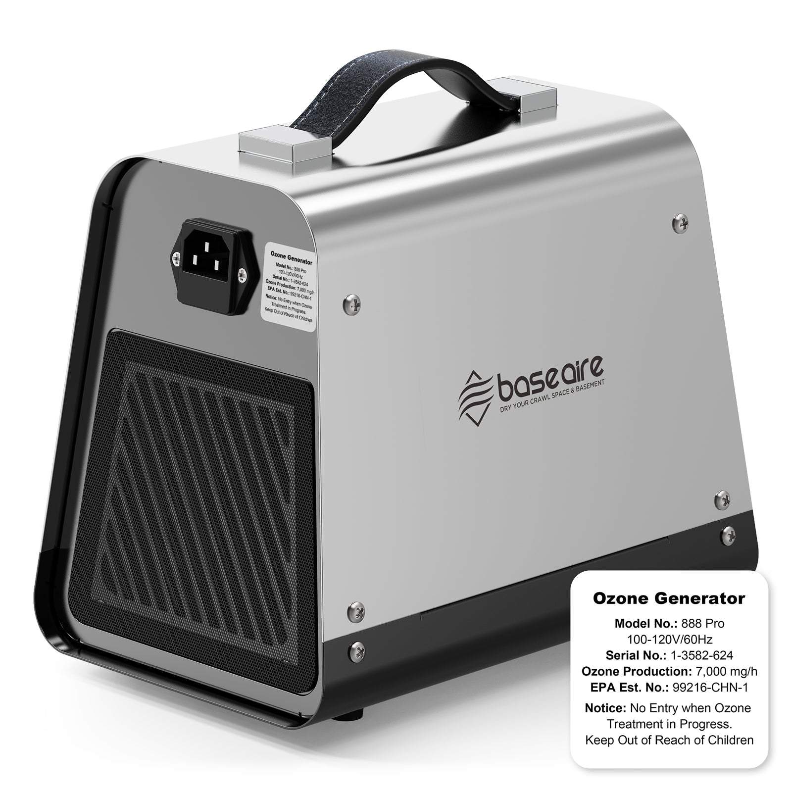 BaseAire 888 Pro 7,000 mg/h Ozone Generator, Digital O3 Machine Home Ozone Machine Deodorizer - Ozone Generator from [store] by Baseaire - Disinfection, Ozone Generator